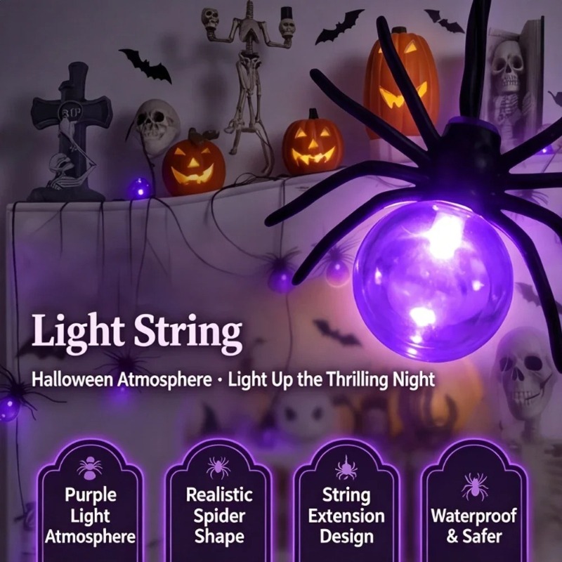 Outdoor Power Lights - Светодиодные гирлянды-пауки на батарейках, уличные украшения