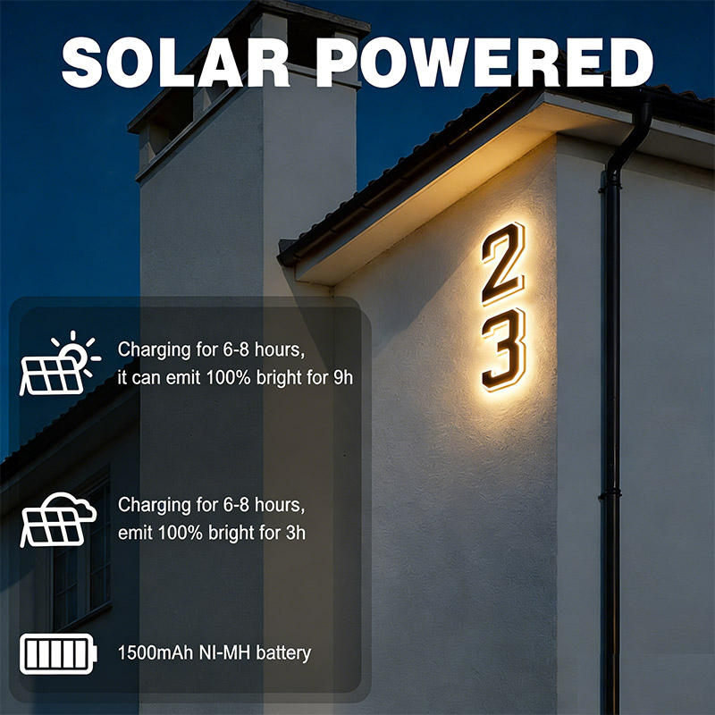 Outdoor Power Number - Солнечная табличка с номером дома, водонепроницаемая
